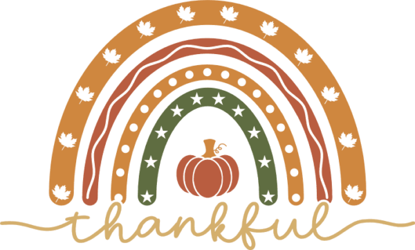 Thankful sign, rainbow and pumpkin, thanksgiving day tshirt design ...