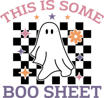 This is some boo sheet, ghost and checkered background, Halloween tshirt design - free svg file for members