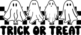 Trick or treat, ghosts and checkered background, Halloween tshirt design - free svg file for members