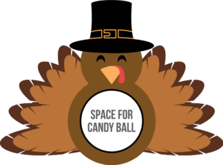 Turkey wearing hat, candy dome ornament, thanksgiving day decor - free svg file for members