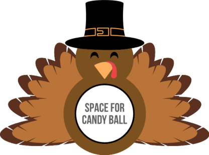 Turkey wearing hat, candy dome ornament, thanksgiving day decor - free svg file for members