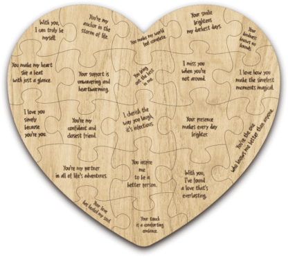 20 reasons why I love you, Puzzle heart laser cut - free svg file for members
