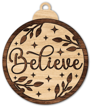 Believe sign, Decorative Christmas hanging ornament - free svg file for members