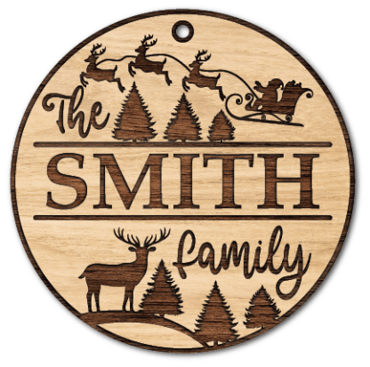 Christmas hanging ornament, The family, editable name, laser cut file - free svg file for members