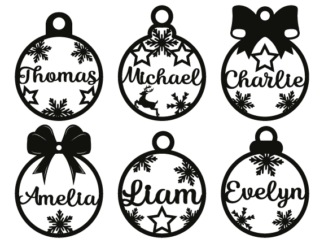Personalized name, Christmas ornaments bundle - free svg file for members