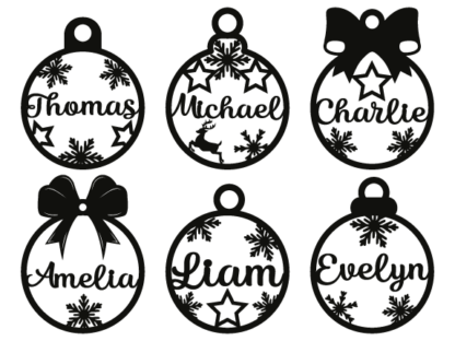 Personalized name, Christmas ornaments bundle - free svg file for members