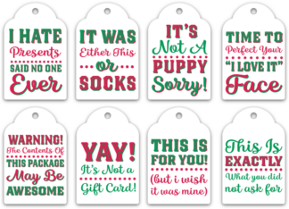 Funny Christmas quotes gift tags bundle, I hate presents, said no one ever - free svg file for members