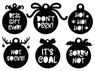 Christmas decorative ornaments bundle, best gift ever, don't peek, ho ho ho - free svg file for members