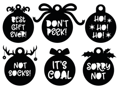 Christmas decorative ornaments bundle, best gift ever, don't peek, ho ho ho - free svg file for members