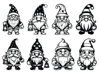 Christmas gnomes vector images, svg bundle, decor - free svg file for members