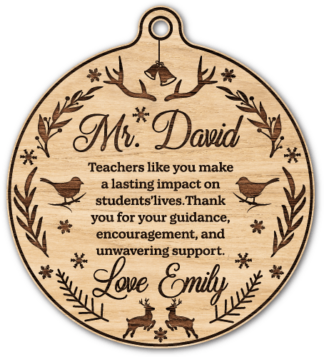 Christmas gift for teacher, hanging ball ornament, editable names - free svg laser cut file for members