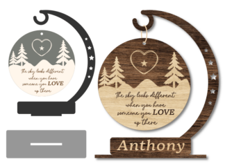 Christmas hanging ornament with stand, the sky looks different when you have someone you love up there - Laser cut free svg file for members