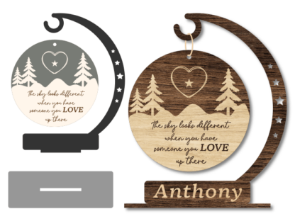 Christmas hanging ornament with stand, the sky looks different when you have someone you love up there - Laser cut free svg file for members