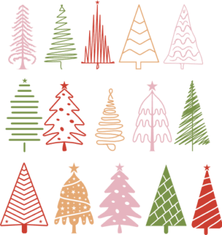 Christmas trees bundle clipart images, decor - free svg file for members