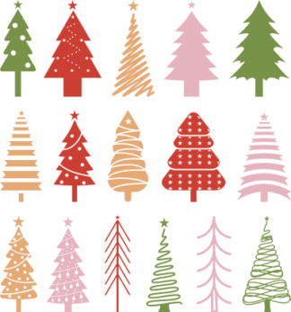 Decorative Christmas trees bundle, clipart images - free svg file for members