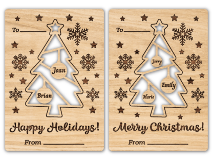 Happy holidays card, Christmas wishes, from to editable names - free svg file for members