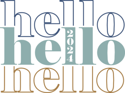 Hello 2024, echo stacked text, new year party sweatshirt design - free svg file for members