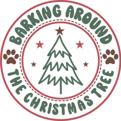 Barking around the Christmas tree, funny dog bandana design - free svg file for members
