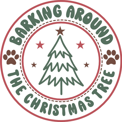 Barking around the Christmas tree, funny dog bandana design - free svg file for members