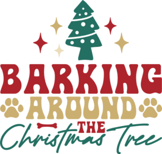 Barking around the Christmas tree, funny dog tank top design - free svg file for members