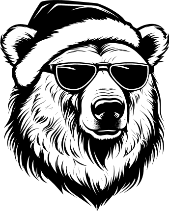 Bear head with Christmas hat vector art, decor - free svg file for ...