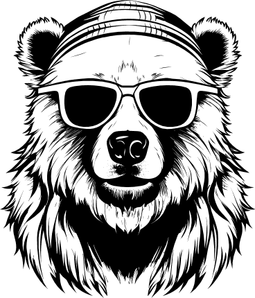 Polar Bear head wearing head band and sunglasses vector art, decor ...