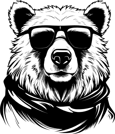 Bear head wearing sunglasses and scarf vector art, winter decor - free ...