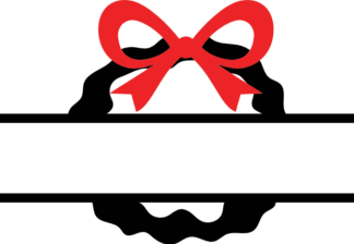 Christmas wreath with bow ribbon, split text frame - free svg file for members