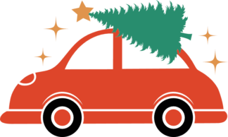 Car loaded with Christmas tree, clipart image - free svg file for members