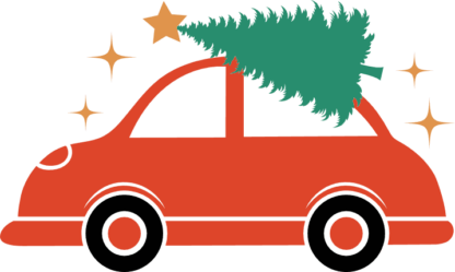 Car loaded with Christmas tree, clipart image - free svg file for members