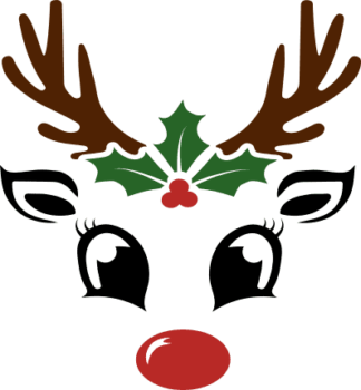 Cute reindeer face clipart vector image, Christmas decor - free svg file for members