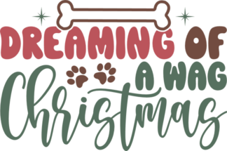 Dreaming of a wag Christmas, funny dog tank top design - free svg file for members