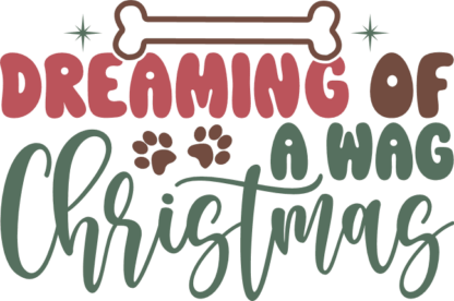 Dreaming of a wag Christmas, funny dog tank top design - free svg file for members