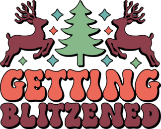 Getting blitzened, Christmas tree and reindeers, Funny tshirt design - free svg file for members