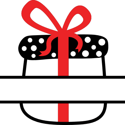 Gift box split monogram frame, Christmas decor - free svg file for members