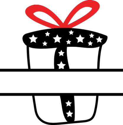 Christmas gift box split text frame - free svg file for members