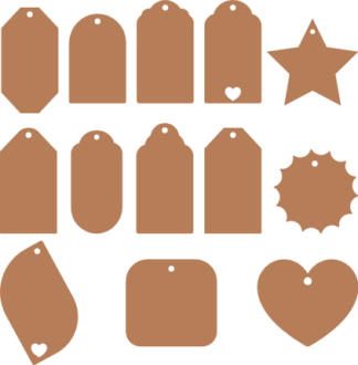 Gift tags bundle, hanging decorating elements - free svg file for members