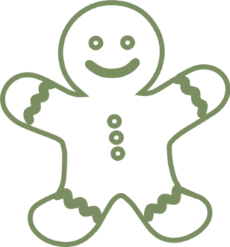 Smiling Gingerbread man outline, Christmas clipart image - free svg file for members