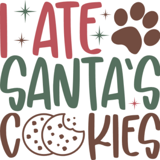I ate Santa's cookies, Funny Christmas Dog bandana design - free svg file for members