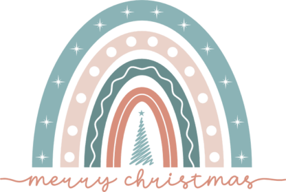 Merry Christmas sign, decorative rainbow - free svg file for members