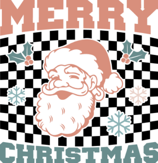 Merry Christmas sign, Santa face, checkered pattern, sweatshirt design - free svg file for members