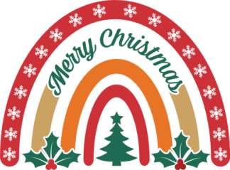 Merry Christmas sign, decorative rainbow - free svg file for members
