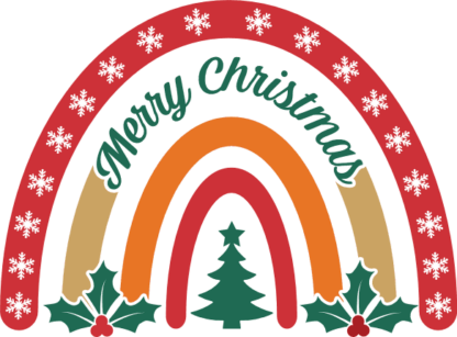 Merry Christmas sign, decorative rainbow - free svg file for members