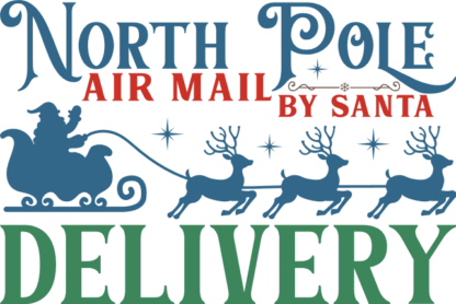 North pole air mail, delivery by santa, Christmas design - free svg file for members