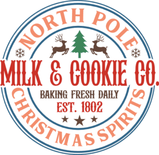 Milk and cookie co, north pole Christmas spirits, Christmas postmark - free svg file for members