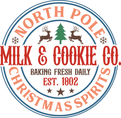 Milk and cookie co, north pole Christmas spirits, Christmas postmark - free svg file for members