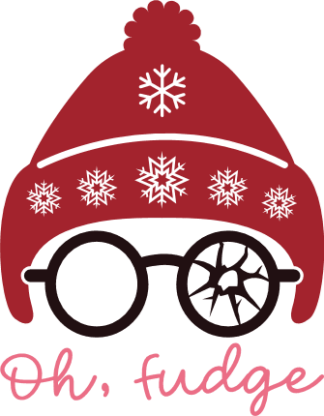 Oh fudge, Christmas hat and broken glasses, funny winter sweatshirt design - free svg file for members