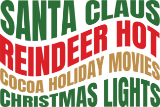 Santa Claus reindeer, hot cocoa, holiday movies, Christmas lights, sweatshirt design - free svg file for members