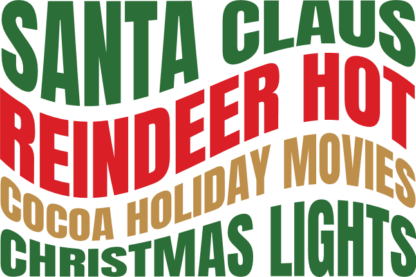 Santa Claus reindeer, hot cocoa, holiday movies, Christmas lights, sweatshirt design - free svg file for members