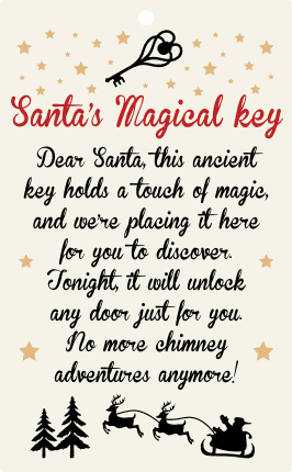 Santa's magical key, dear Santa this ancient key holds a touch of magic, Christmas hanging tag - free svg file for members